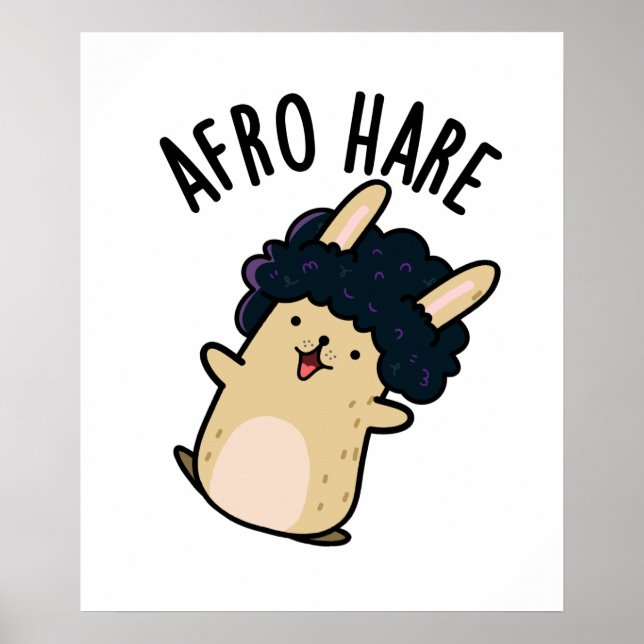 Poster Afro Hare Engraçado Coelho com Afro Pun (Frente)
