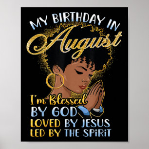Poster Afro Queen Meu Aniversário Em Agosto Abençoado Por