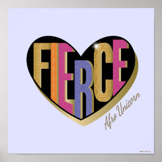 Poster Afro Unicorn Fierce Heart Design