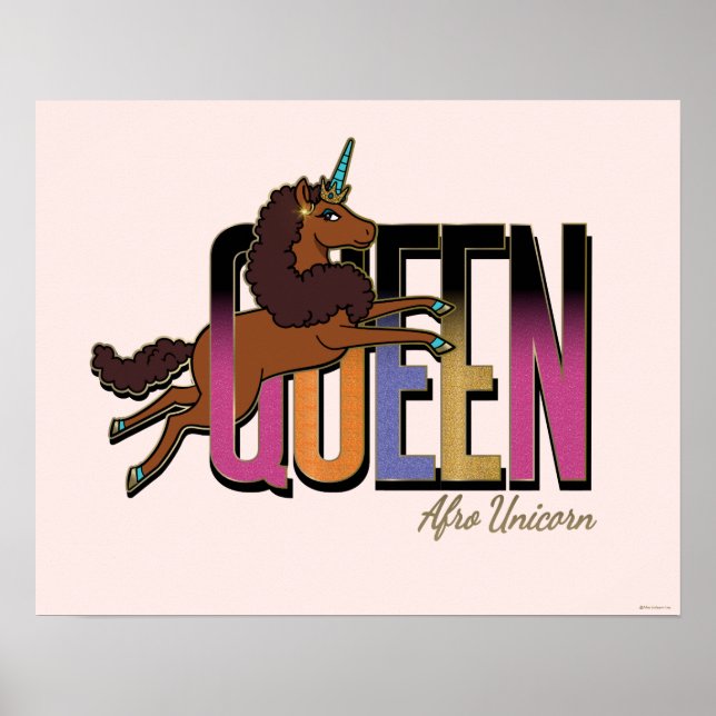 Poster Afro Unicorn Queen Design (Frente)