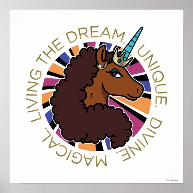 Poster Afro Unicorn Vivendo o Design do Sonho (Frente)