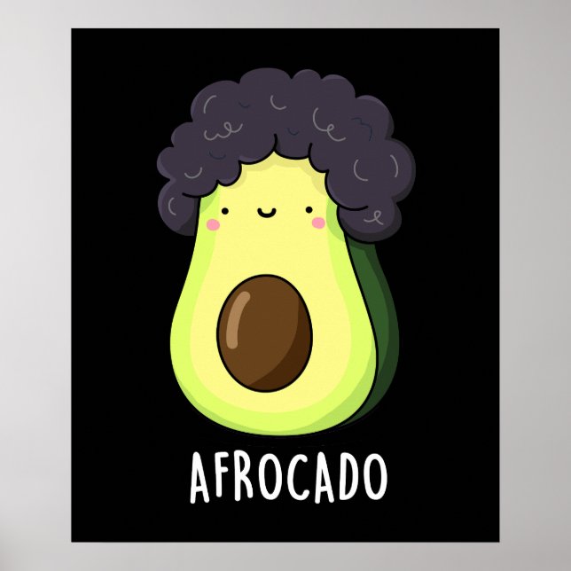 Poster Afrocado Engraçado Avocado com Afro Pun Dark BG (Frente)