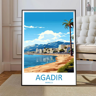 Poster Agadir Travel Print Wall Art Agadir Wall Hanging 