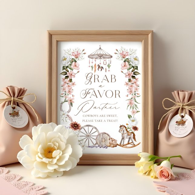 Poster Agarra Um Chá de fraldas Oeste Selvagem De Parceir (Grab A Favour Partner Wild Western Baby Shower Poster)