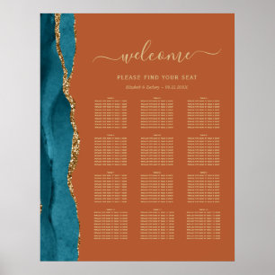 Poster Ágata Dourada Turquesa Ferrugem Assentos de Casame