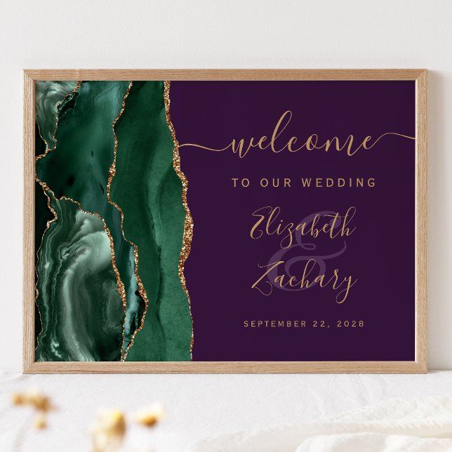 Poster Ágata Esmeralda Verde Dourado Roxo Casamento Bem-V (Criador carregado)