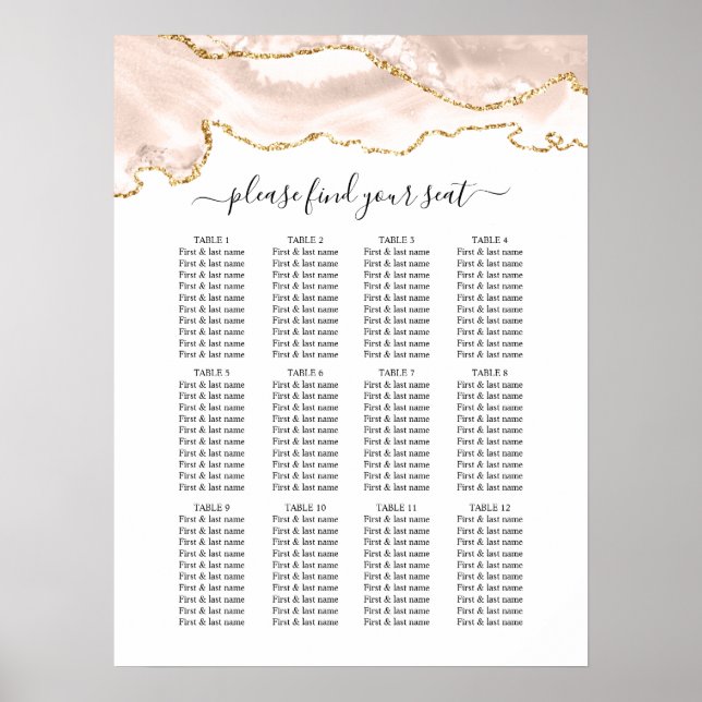 Poster Agate Blush e Dourado Gráfico de Casamento com Lar (Frente)