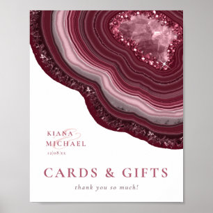 Poster Agate Geode Glitter Cards & Gifts Burgundy ID647