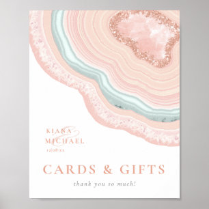 Poster Agate Geode Glitter Cards & Gifts Rosa Dourado ID6
