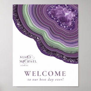 Poster Agate Geode Glitter Wedding Welcome Violet ID647