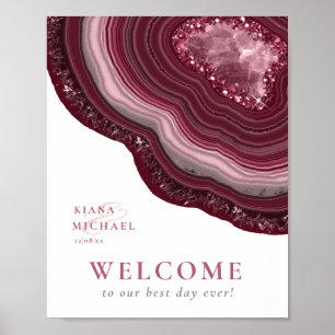 Poster Agate Geode Glitter Welcome Burgundy ID647