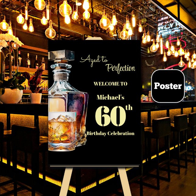 Poster Aged to Perfection Men's 60th Whiskey Birthday (Criador carregado)