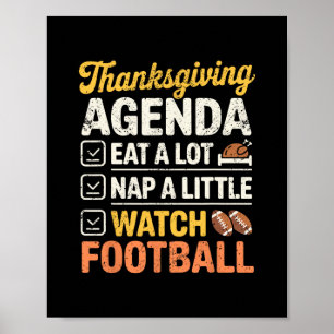 Poster Agenda de Ação de Graças Comer Cochilar Assistir F