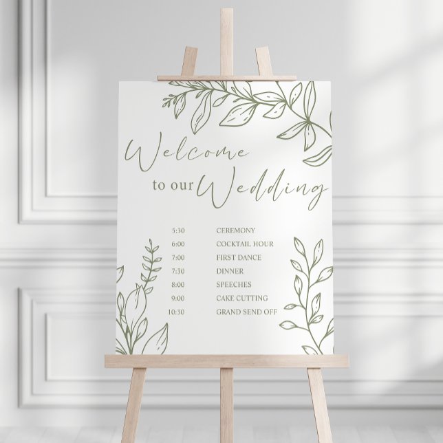 Poster Agenda de Casamento Flores Boho Sage (Criador carregado)