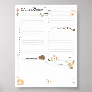 Poster Agenda Diária de Uma Página do Cozy Home do Planej