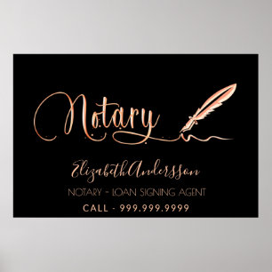 Poster Agente assinante de empréstimo notarial rosa ouro 