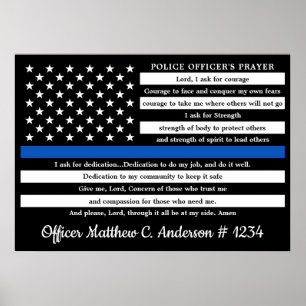 Poster Agente Policial Orador Presente Linha Azul Fino