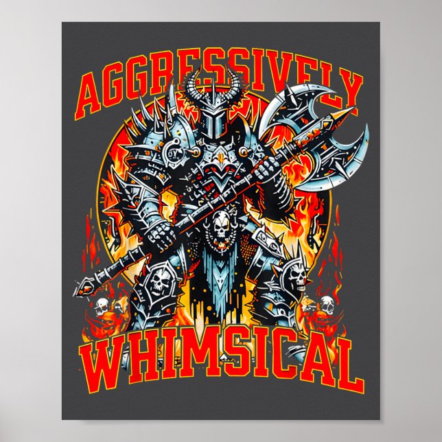 Poster Aggressively Whimsical Dark Fantasy Warrior Battle (Frente)
