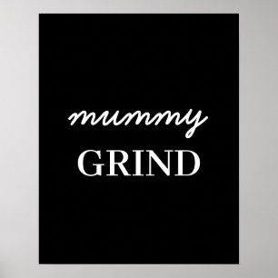 Poster Agitação da Mamãe Moderno Script Preto Design Dia