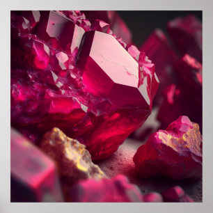 Poster Aglomerado de Cristal Inspirado em Rubi em Rosa Ca