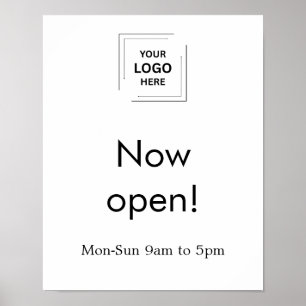 Poster Agora Aberto   Horário de Abertura da Empresa Logo