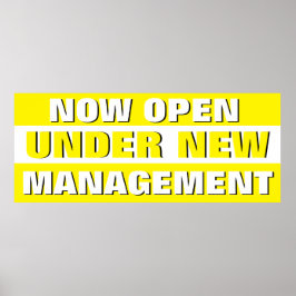 Poster Agora Aberto Sob Novo Gerenciamento Pequenas Empre