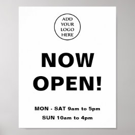 Poster Agora, abra a loja de Horas de logotipo corporativ