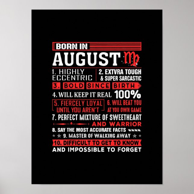 Poster Agosto Aniversário Oferece Presentes - Nascer Em A (Frente)