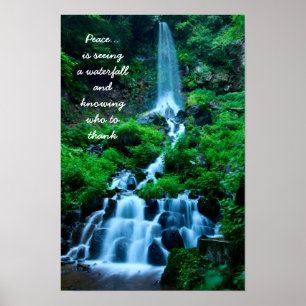 Poster Agradeço a grata paz, bela floresta em cascata