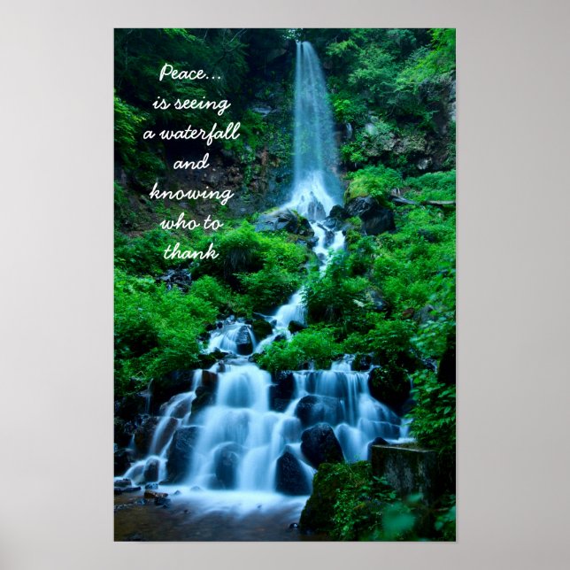 Poster Agradeço a grata paz, bela floresta em cascata (Frente)