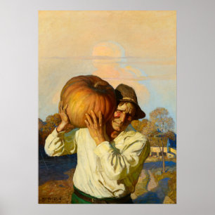 Poster Agricultor com abóbora por Newell Convers Wyeth