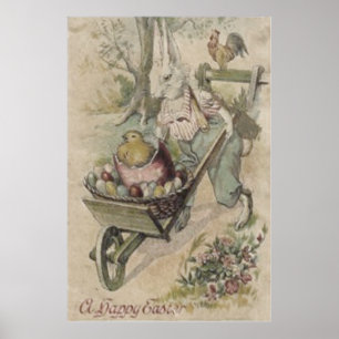 Poster Agricultor de Pintinho de coelho da Páscoa