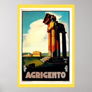 Poster Agrigento Sicily Itália Viagem Vintage
