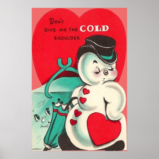 Poster Agrilho De Gelo De Boneco De Neve Coração Guarda-C (Frente)