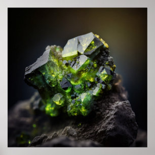 Poster Agrupamento de Cristal Inspirado em Peridoto Verde