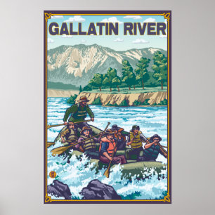 Póster Água branca que transporta - rio do Gallatin,