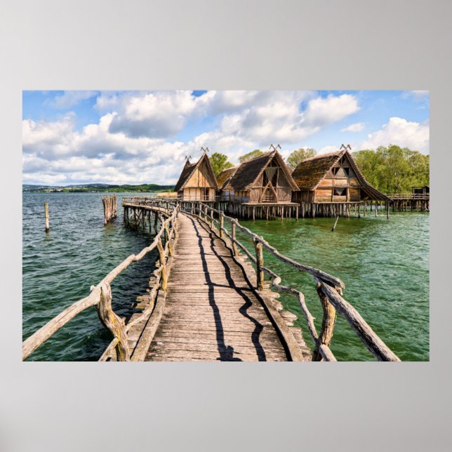 Poster Água | Casas De Inclinação Sobre A Água (Frente)