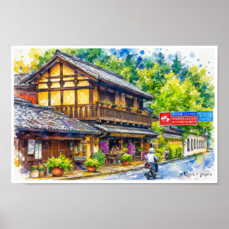 POSTER ÁGUA COLORIDA VIBRANTE KYOTO, JAPÃO
