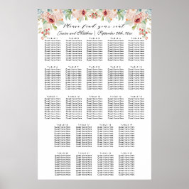 Poster Água-cor Floral 23 Mesas Assento Casamento