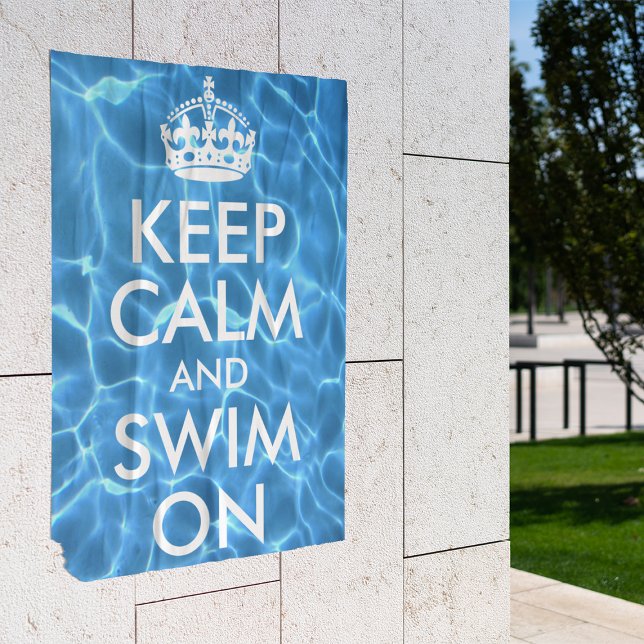 Póster Água da Piscina Azul Mantenha a Calma e Continue a (Criador carregado)
