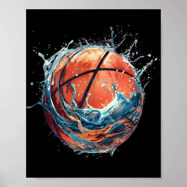 Poster Água de Desenho de Lover de Basquete de Trabalho d (Frente)