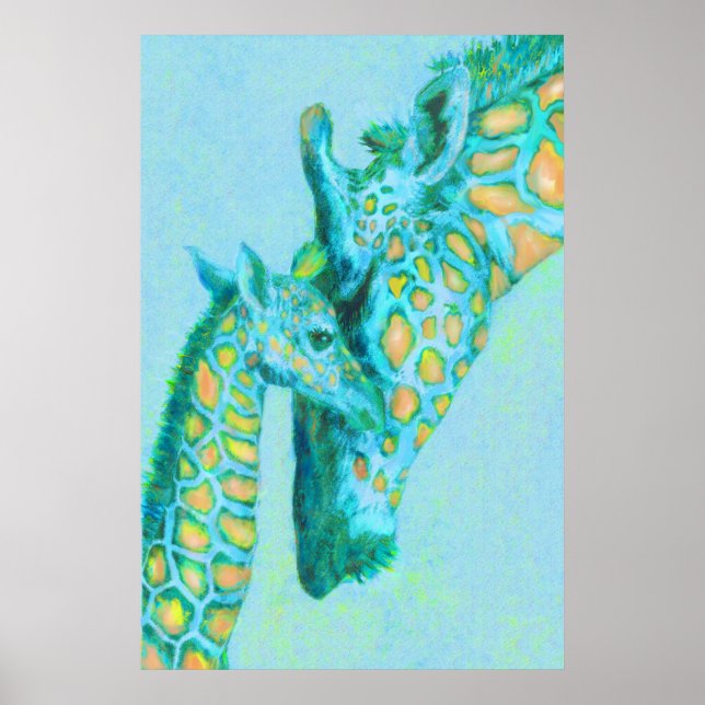 Póster água e girafas de pêssego (Frente)