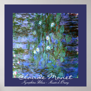 Poster Água-Lillies azul: Claude Monet