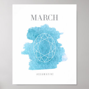 Póster Água-marinha Birthstone março