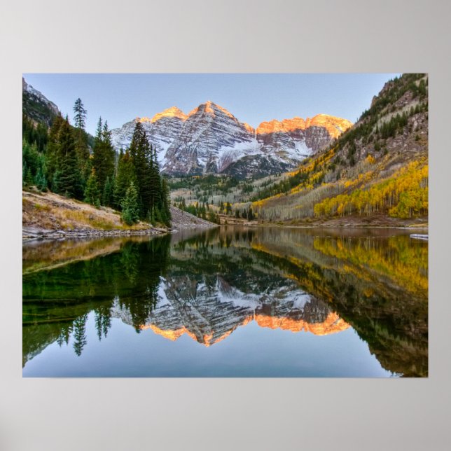 Poster Água | Maroon Bells Lake Aspen Trees (Frente)