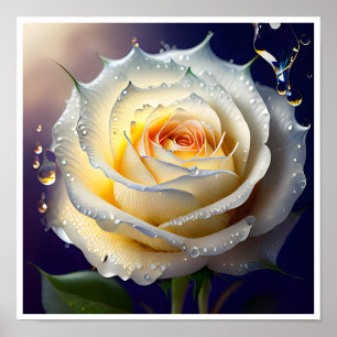 Poster Água salgada em uma Rosa Branca