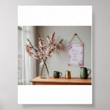 Água-tinta Floral Rosa Acredite na sua Magia Pared