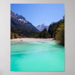 Poster Água turquesa deslumbrante em Kranjska Gora, Eslov