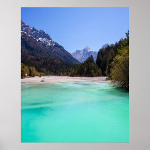 Poster Água turquesa espantosa em Kranjska Gora Eslovênia