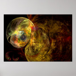 Poster Água-viva Amarela à Espera Fractal Arte